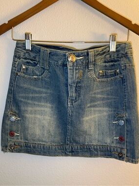 Xhilaration Girls' Faded Blue Denim Mini Skirt